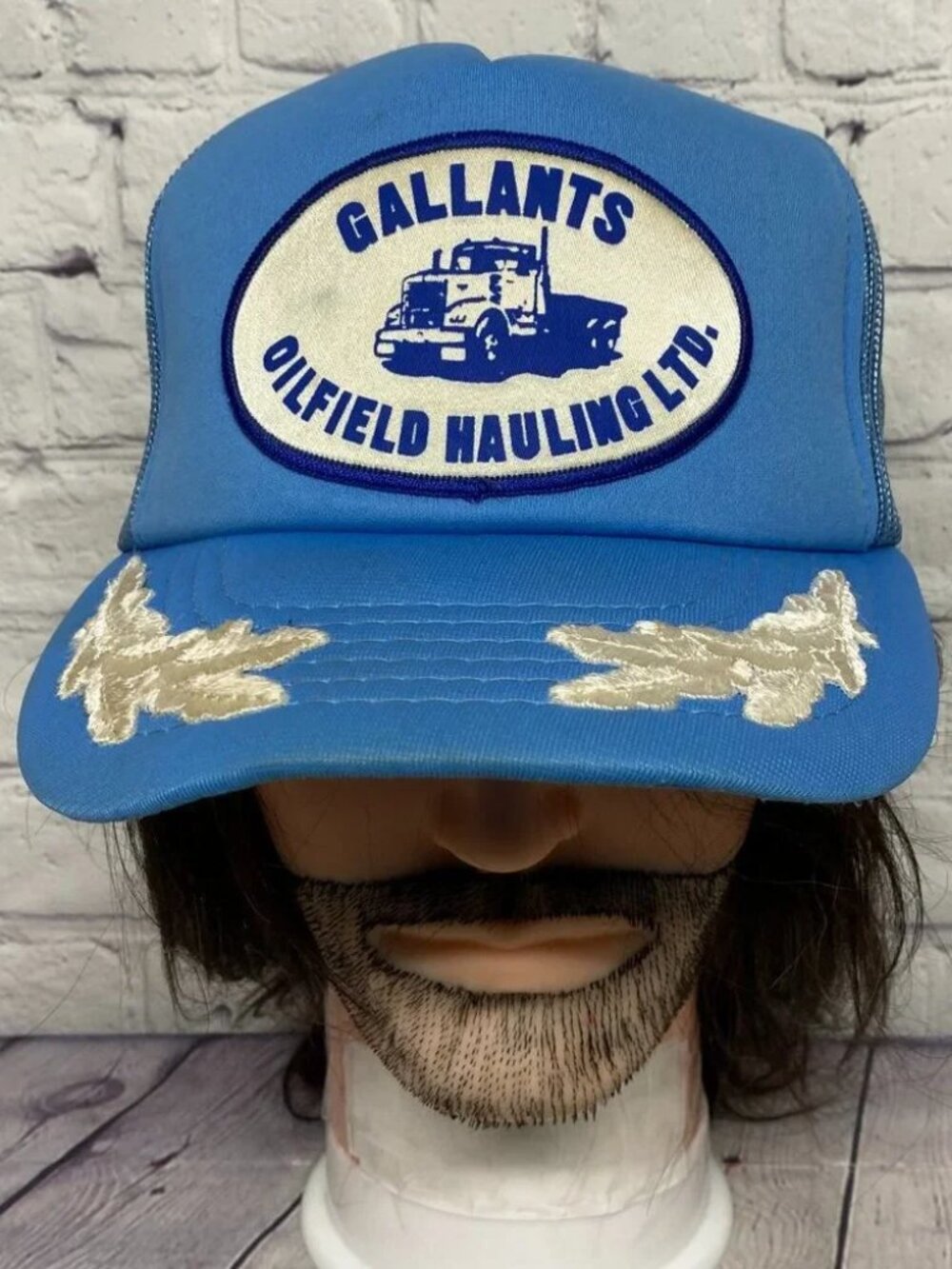 Vintage Hat Cap Snapback Blue Gallants Oilfield Hauling Trucker Mesh Patch